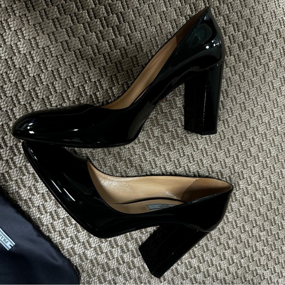 Prada Black Patent Round Toe Pumps - Picture 2 of 10